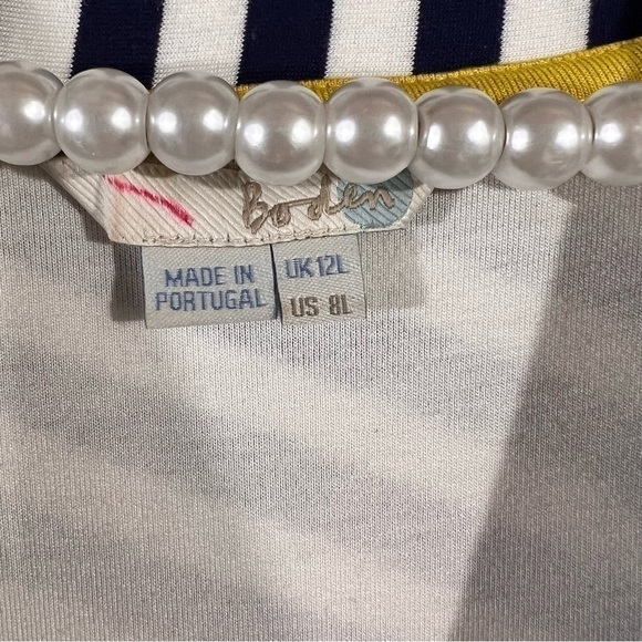 Boden Crossover Ruched Nautical Striped Midi Dress Size 8L - Picture 8 of 10